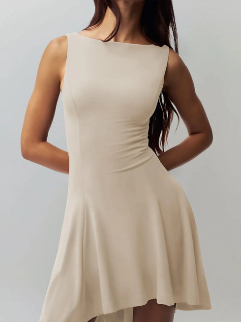 high-low-round-neck-sleeveless-dress OhSoStyled - Sophia's Style in White-13